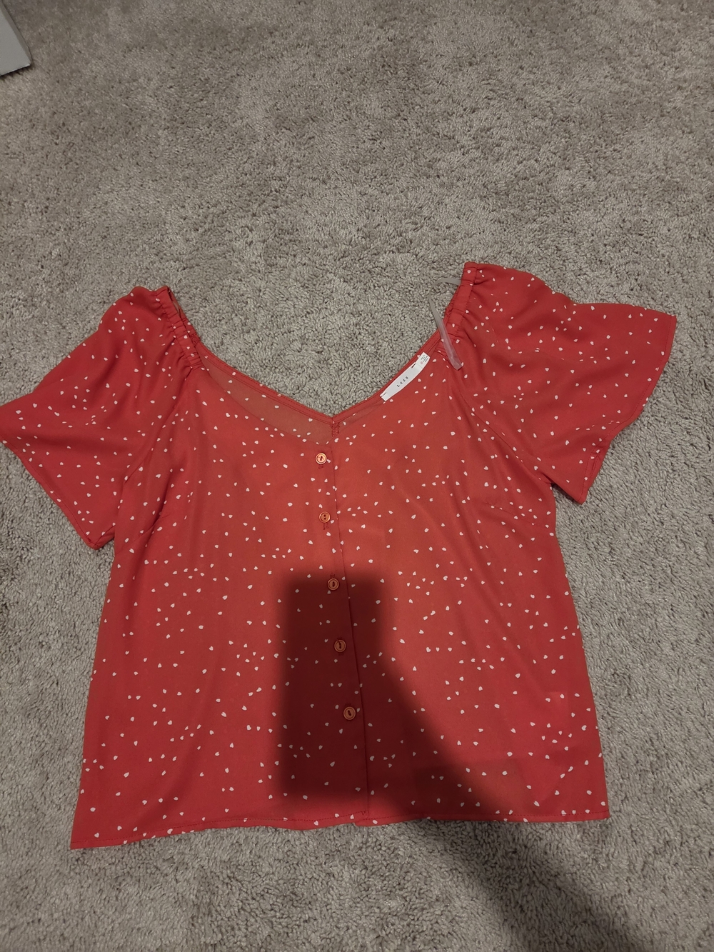 Orange Dot Button-Front Women's Top